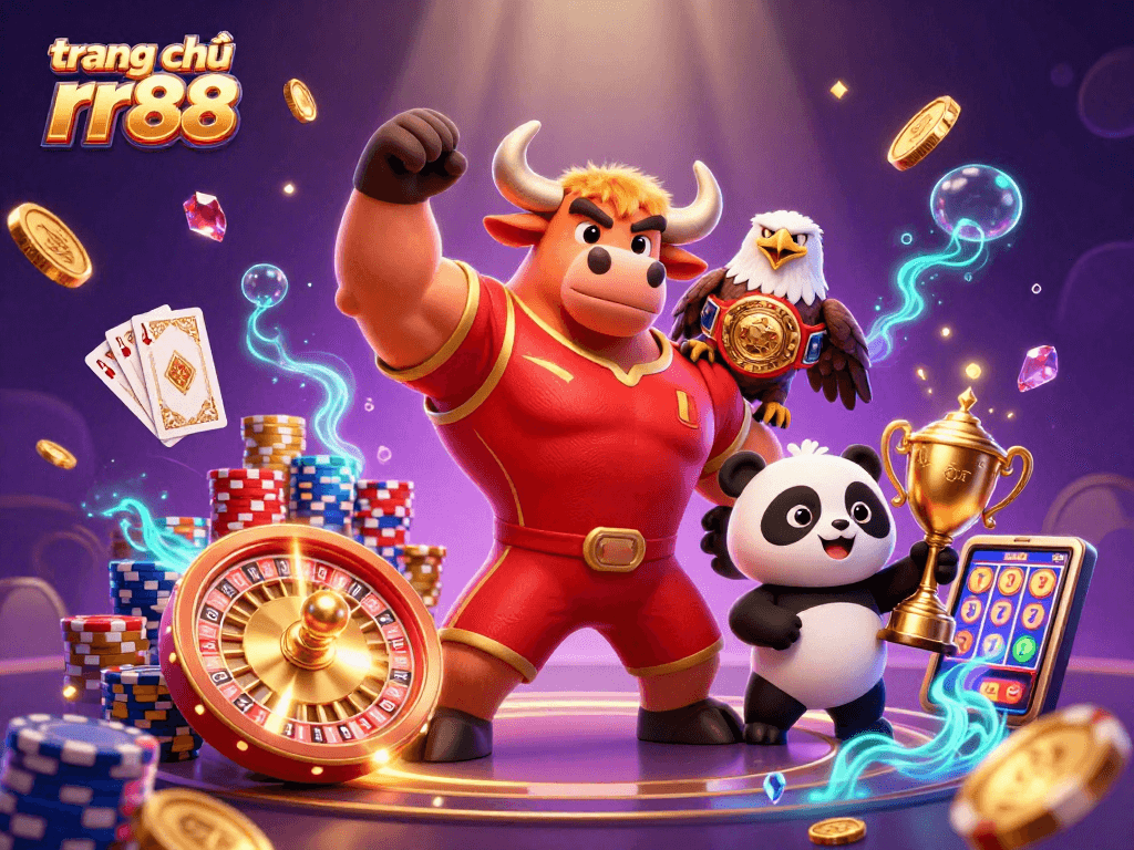 Experience the excitement at trang chủ rr88 with vibrant casino elements and winning characters.
