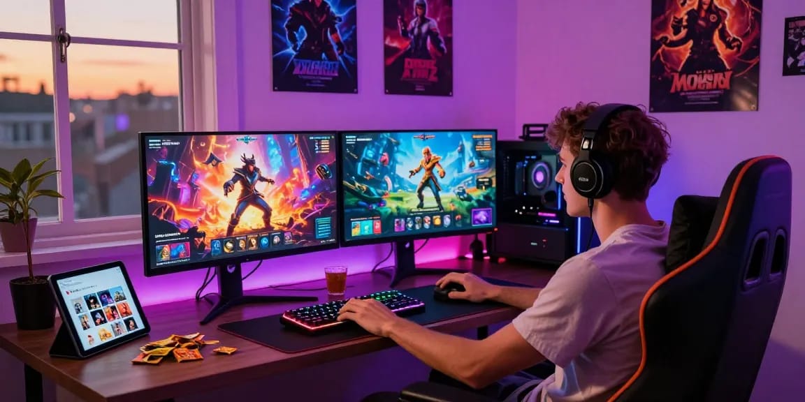 Enjoying engaging porn games online in a cozy gaming setup.