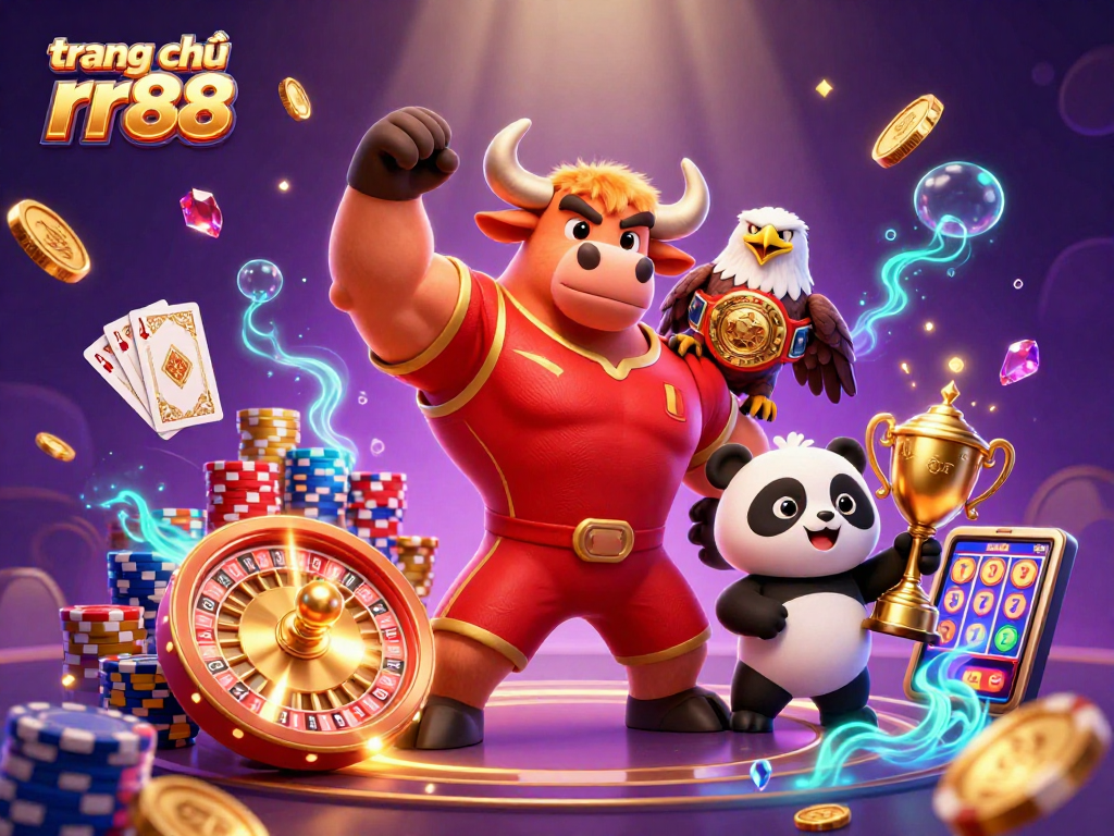Experience the excitement at trang chủ rr88 with vibrant casino elements and winning characters.