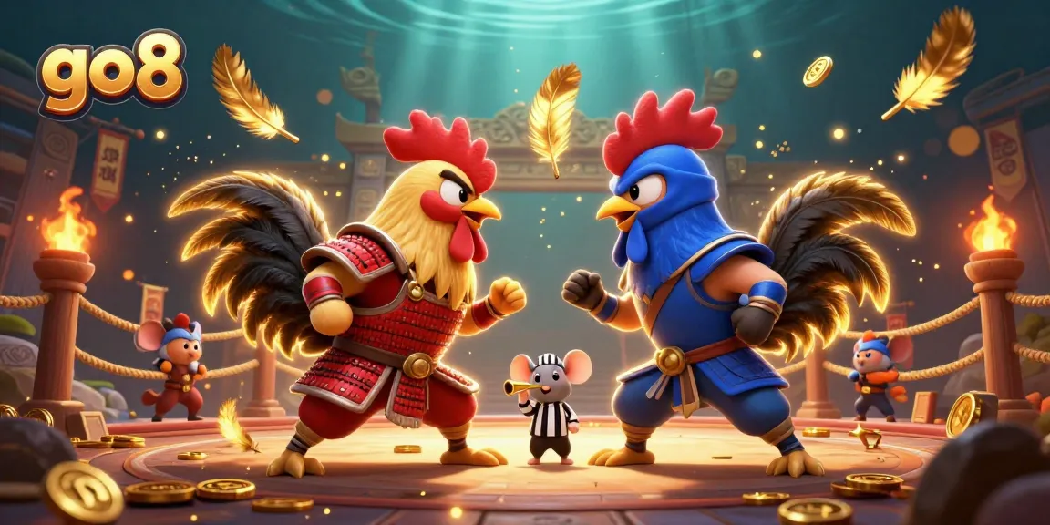 Engage in thrilling rooster combat at go8, where fierce matchups unveil stunning gold details and dramatic visuals.