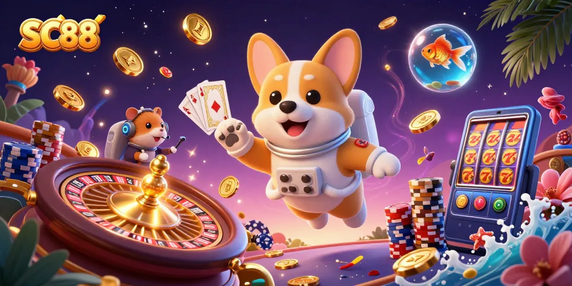 Experience winning with SC88 in a vibrant space casino featuring fun characters and festive games.