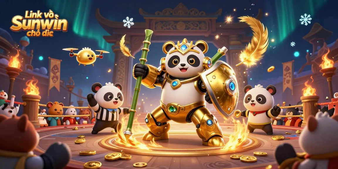 Engage with thrilling games at Link vào Sunwin chính thức featuring an epic 3D illustration of a mech-suit panda.